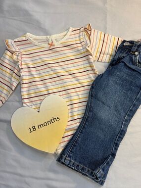 Levi's - 2- piece outfit - Multicolor Striped Baby Top and jeans